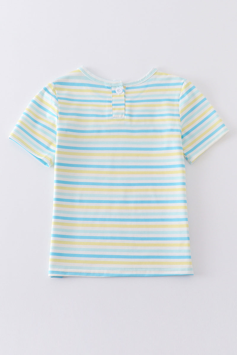 Easter stripe french knot bunny boy top
