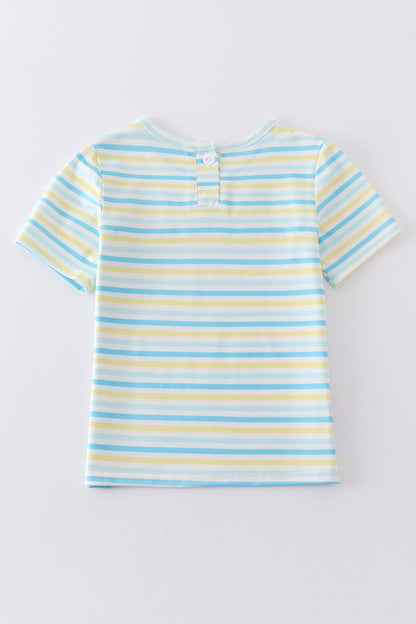 Easter stripe french knot bunny boy top