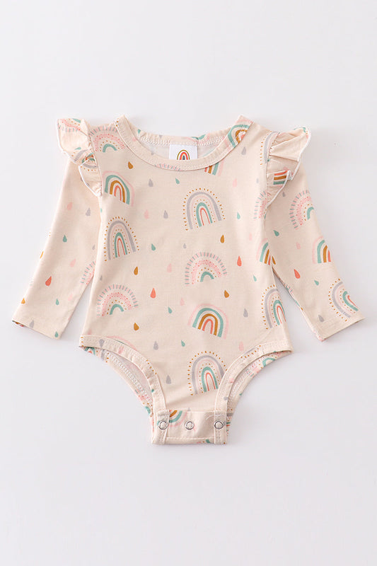 Rainbow ruffle baby onesie