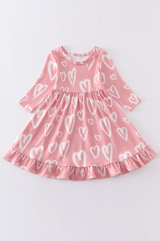 Pink heart print valentine's day dress