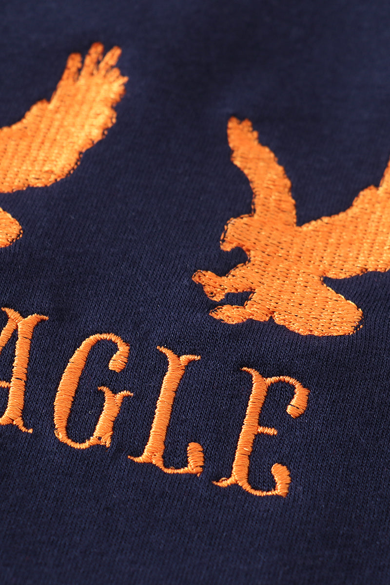 Black eagle embroidery boy terry sweatshirt