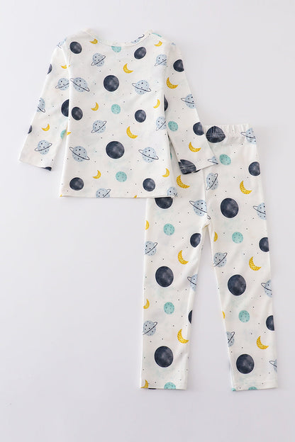 Planet print bamboo pajamas set