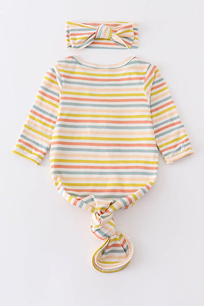 Multicolored stripe bamboo baby gown set