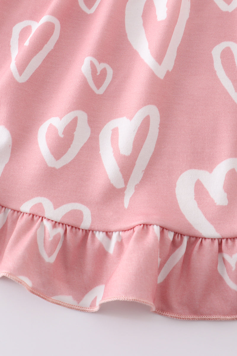 Pink heart print valentine's day dress