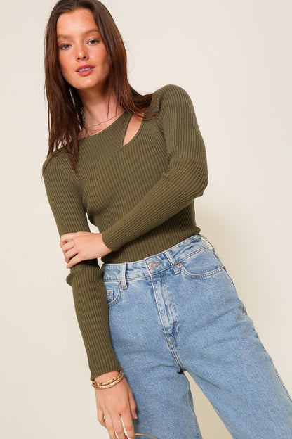 Cut Out Long Sleeve Sweater Top