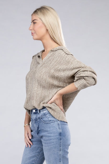 Long Sleeve Collared Sweater