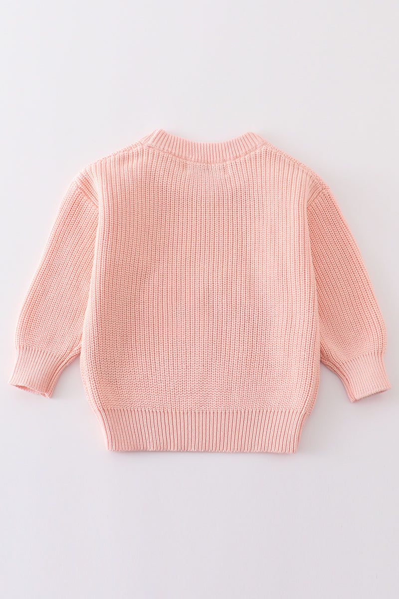 Pink love hand-embroidered oversized sweater