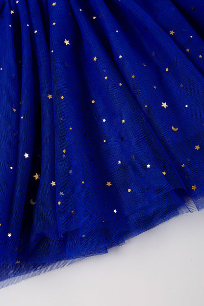 Blue sequin bow girl tutu dress