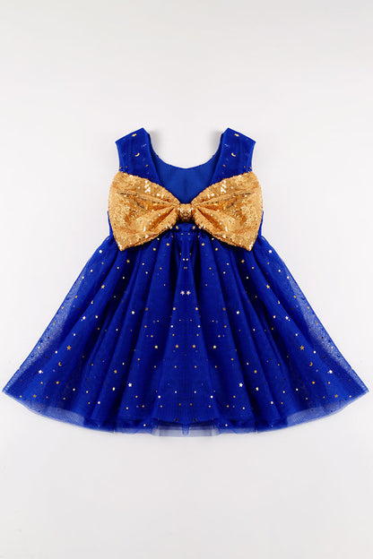 Blue sequin bow girl tutu dress