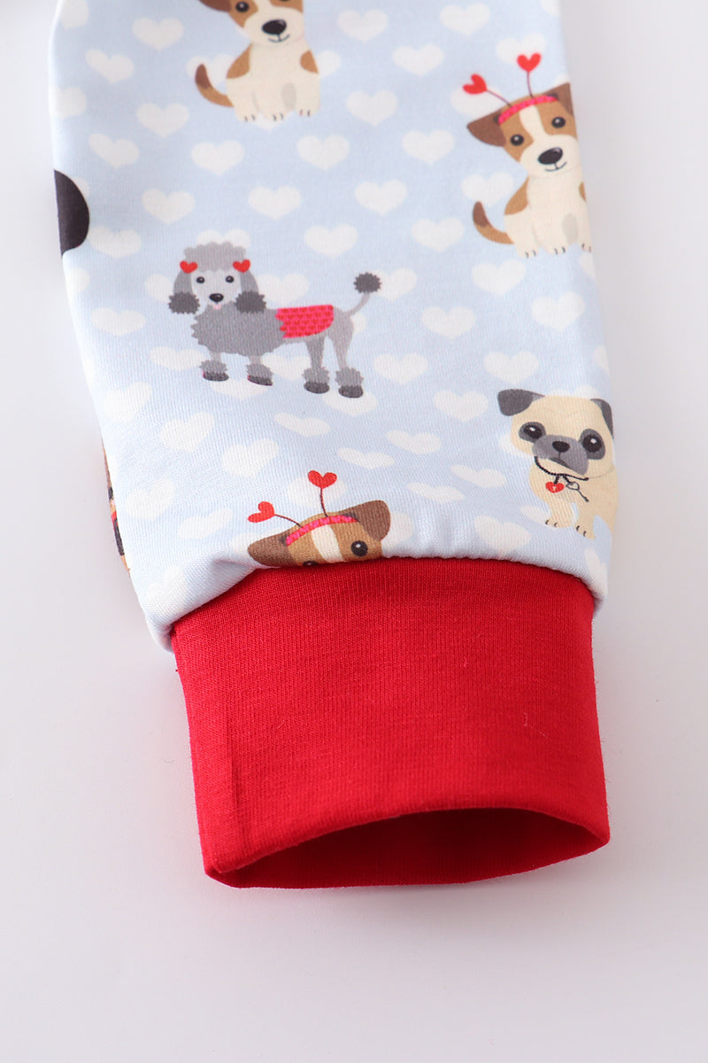 Valentine's day dog print pajamas set