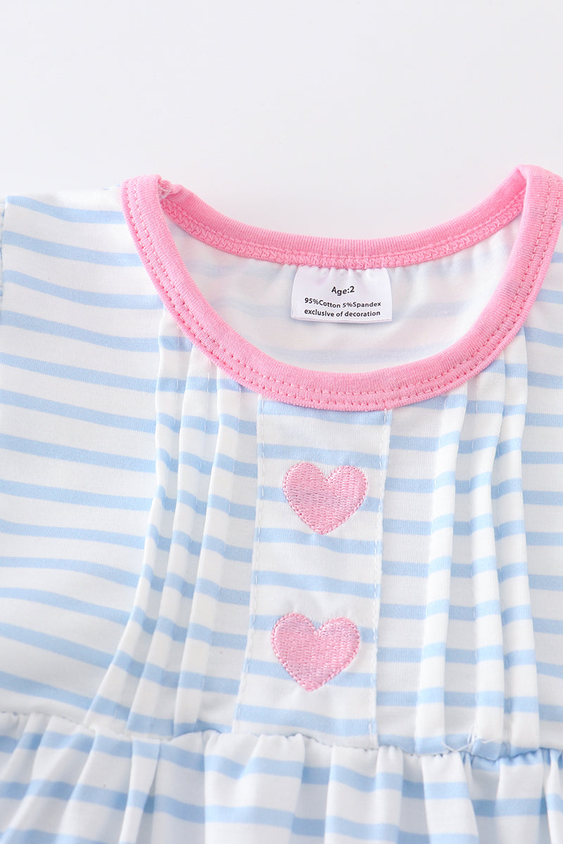 Valentine's day stripe heart embroidery dress