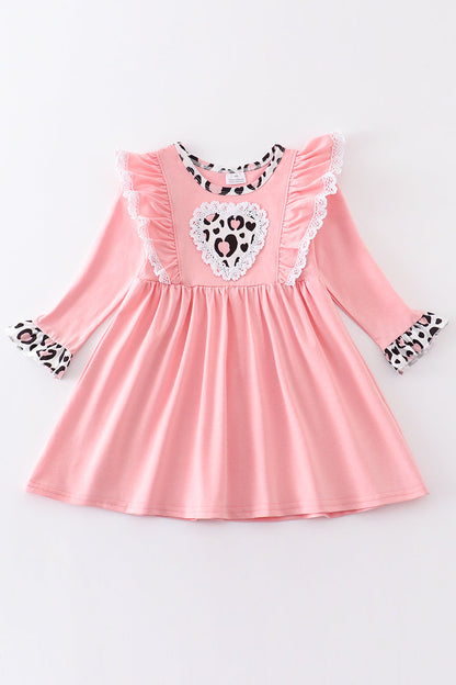 Pink valentine's day leopard heart dress
