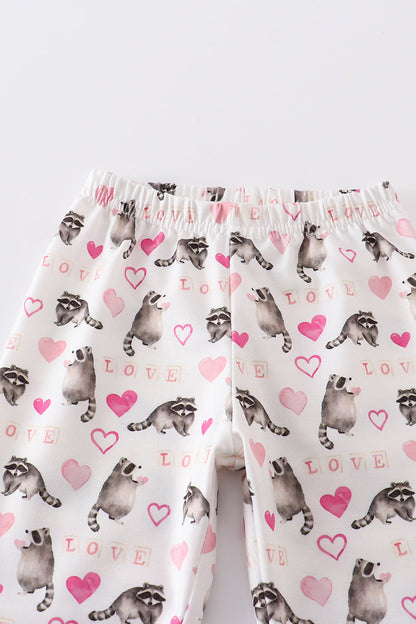 Valentine's day heart print girl pajamas set