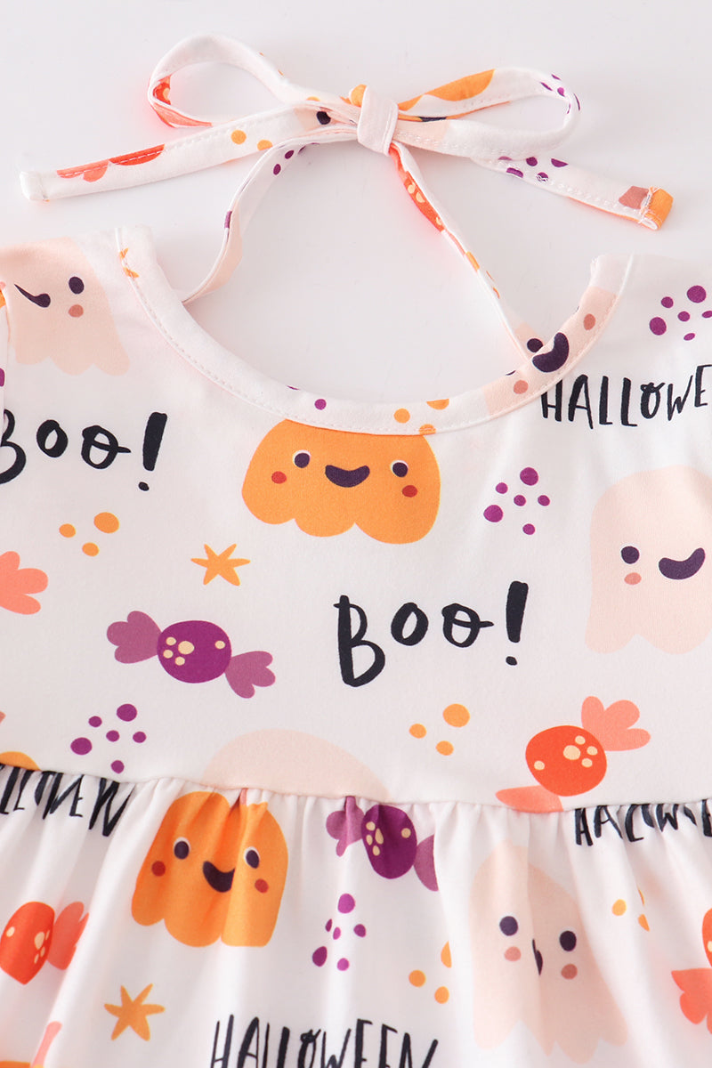 Halloween pumpkin candy print girl set