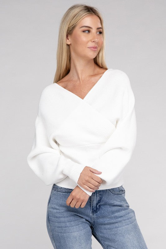 Cozy Cross Wrap Pullover Sweater
